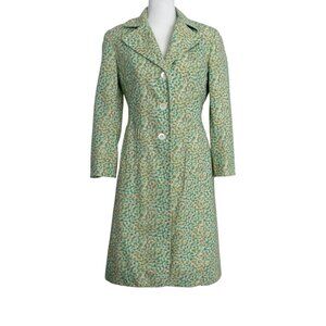 Express Vintage Green Floral Garden Cottagecore Bloomcore Long Trench Coat (XS)